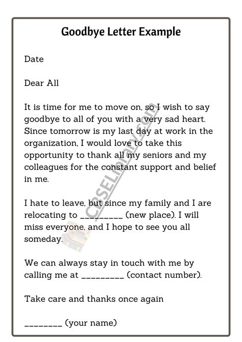 how to write a goodbye letter to manager