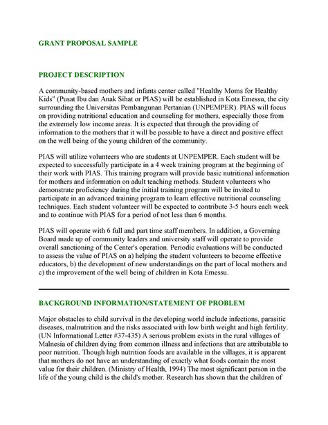 how to write a grant proposal example