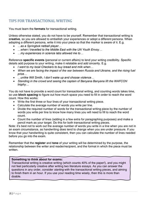 how to write a guide transactional writing