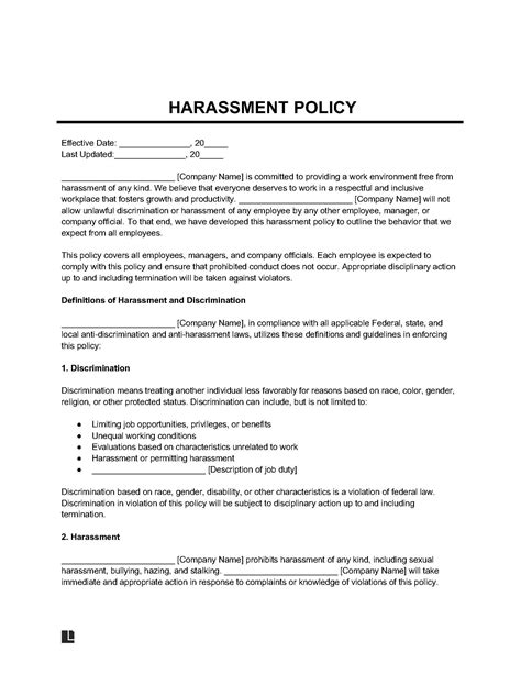 how to write a harassment statement