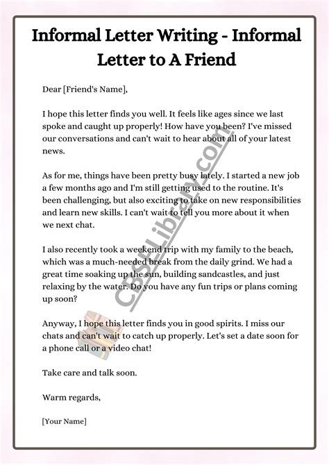 how to write a informal letter writing