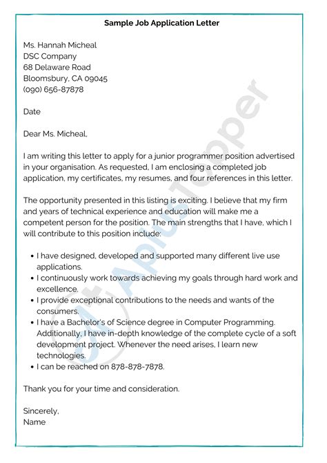how to write a job application letter with examples pdf