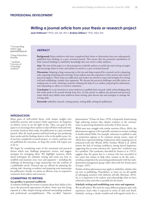 how to write a journal article from a thesis