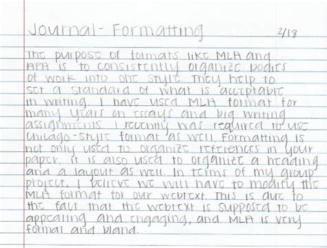 how to write a journal entry in mla format