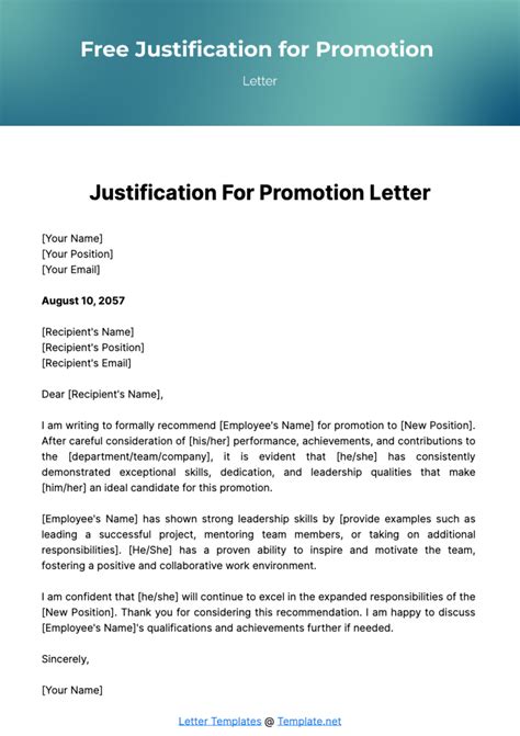 How To Write A Justification For A Promotion
