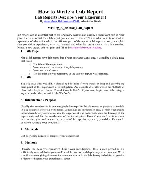how to write a lab report for an experiment