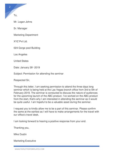 how to write a letter asking for permission from work
