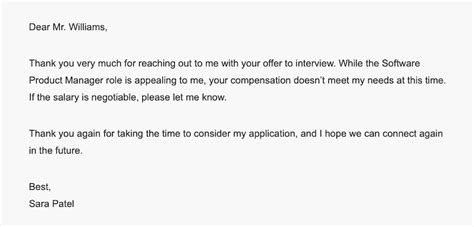 how to write a letter declining an interview