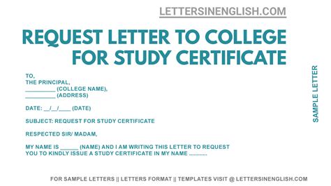 how to write a letter for asking study certificate in college