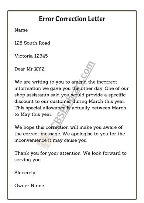 How To Write A Letter For Error Correction