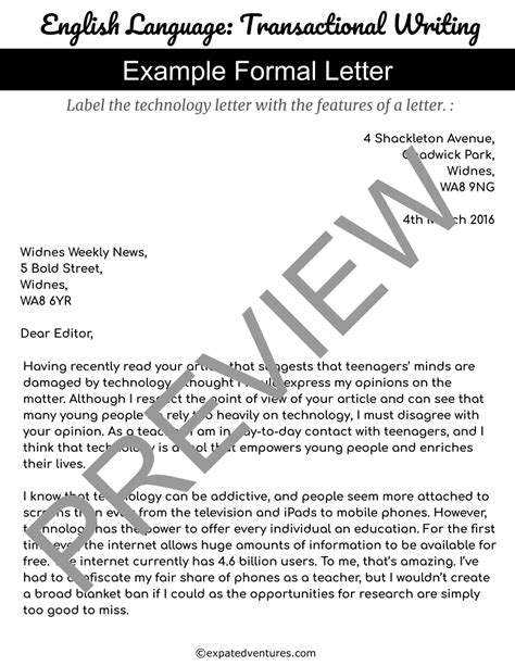 how to write a letter igcse english language