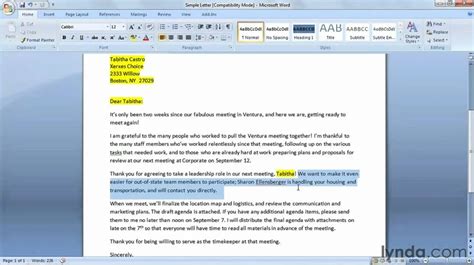 how to write a letter in microsoft word 2007