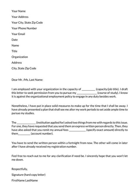 how to write a letter of permission to your boss