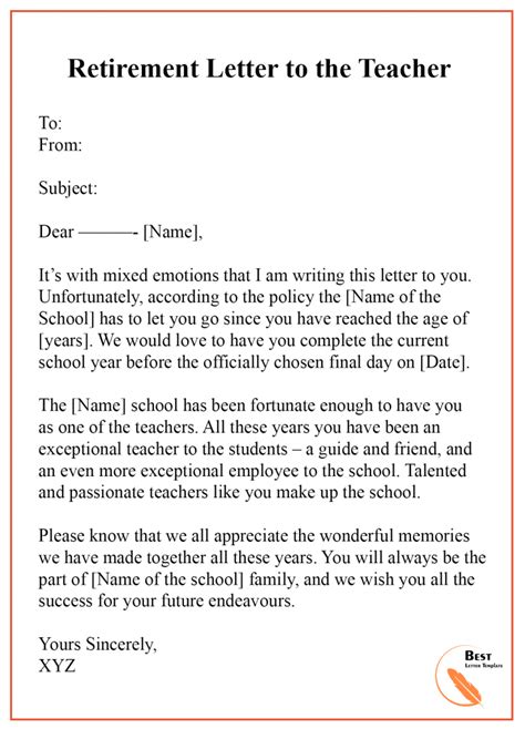 how to write a letter of retirement from teaching