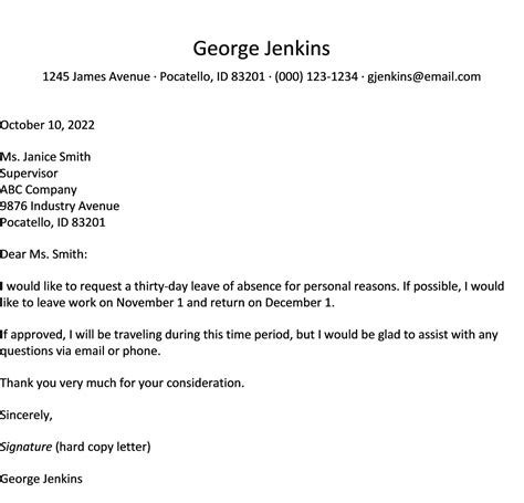 how to write a letter requesting days off from work