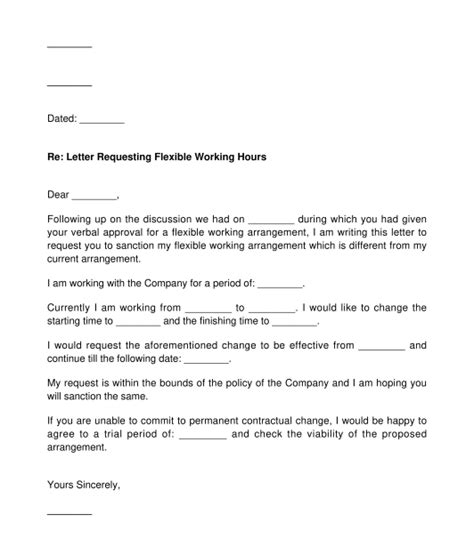 how to write a letter requesting flexible working hours