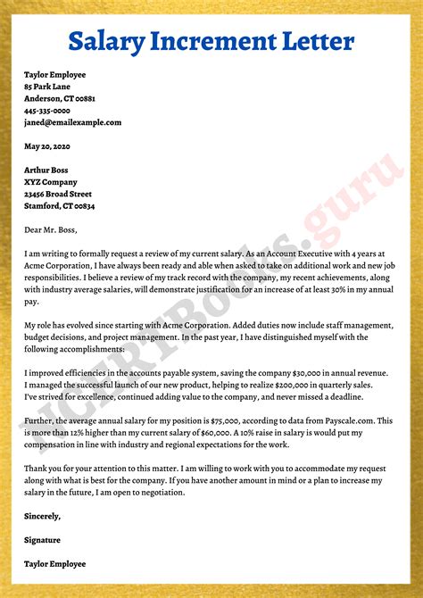 how to write a letter requesting for salary increment