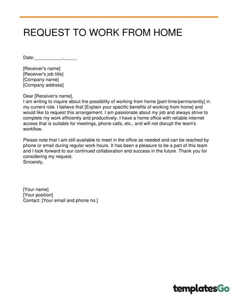 how to write a letter requesting to work from home