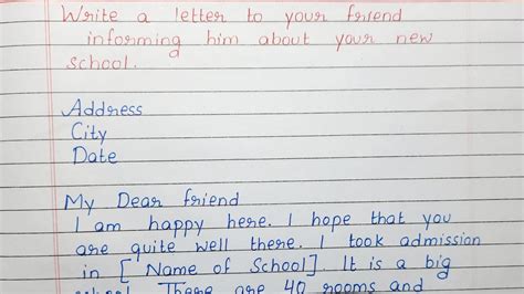 how to write a letter to a friend in another school
