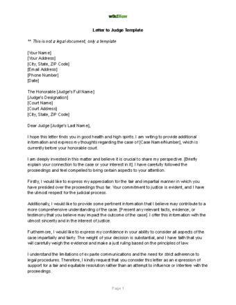 how to write a letter to a judge on behalf of yourself sample