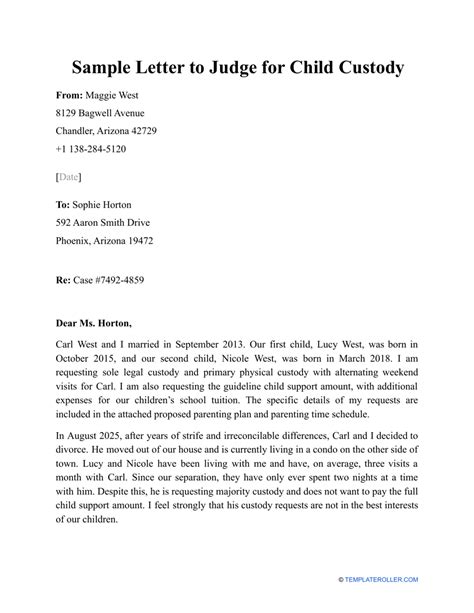 how to write a letter to a judge regarding child support
