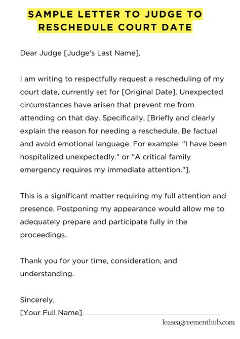 how to write a letter to a judge to reschedule a court date
