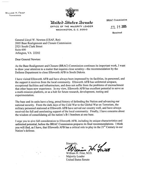 how to write a letter to a senator example