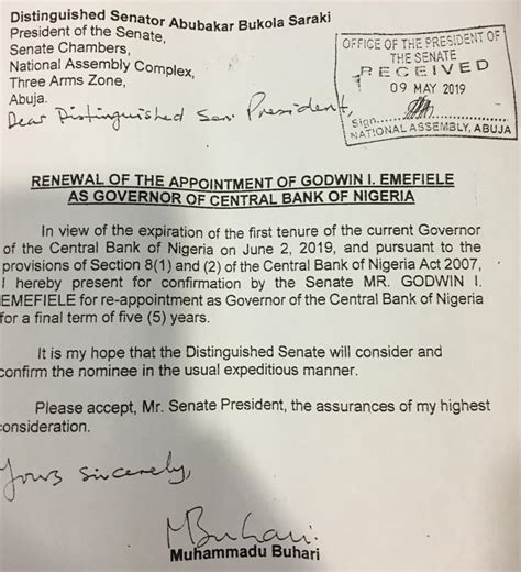 how to write a letter to a senator in nigeria