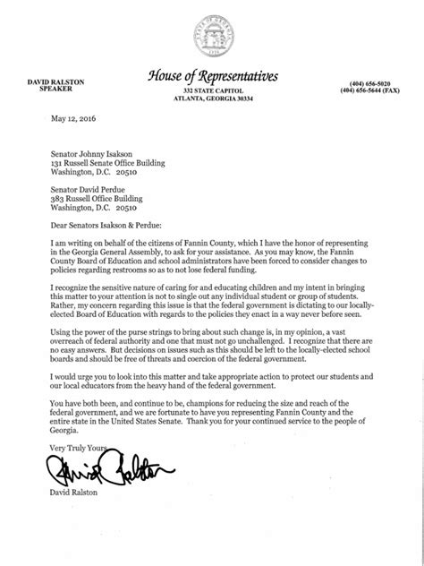 how to write a letter to a senator template