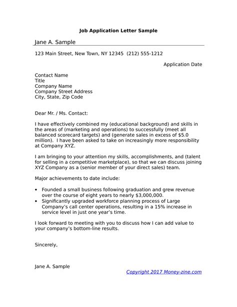 how to write a letter to apply for work