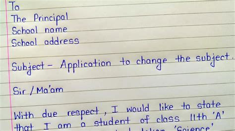 how to write a letter to change class