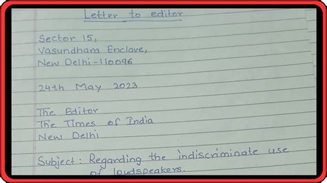 how to write a letter to editor class 8