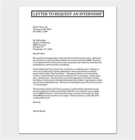 How To Write A Letter To Hod Requesting For Internship