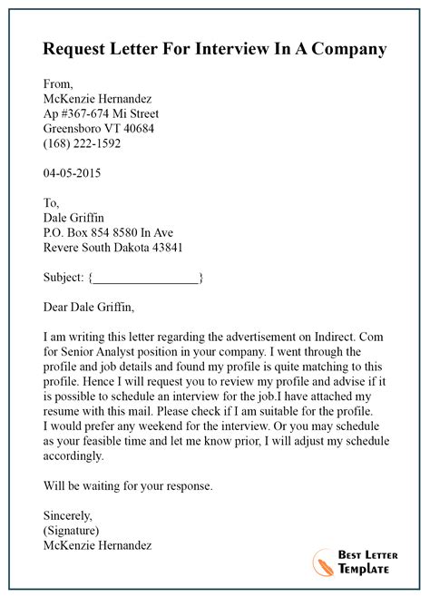 how to write a letter to interview someone