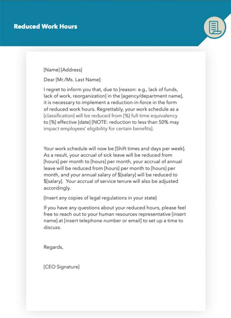 how to write a letter to reduce working days