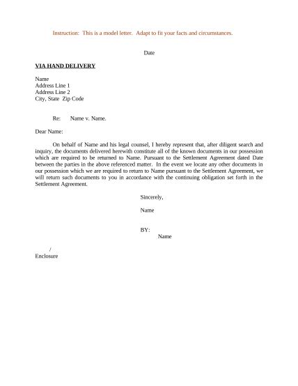 how to write a letter to return documents