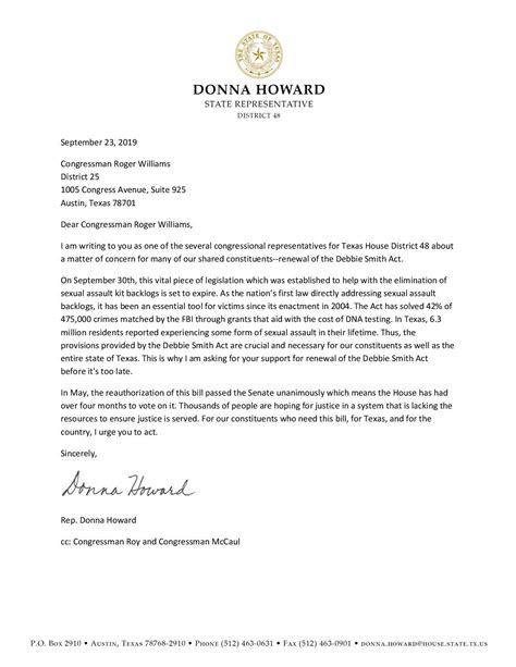 how to write a letter to state representative