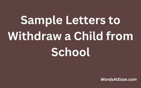 how to write a letter to withdraw a child from school
