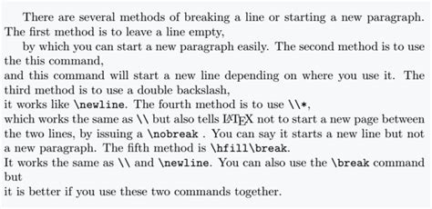 how to write a line break in latex