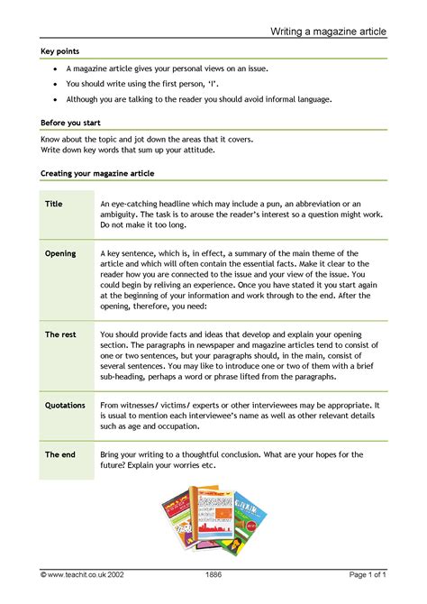 how to write a magazine article format for students