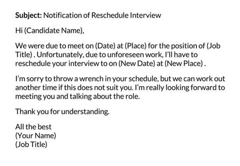how to write a mail for reschedule interview