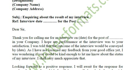 how to write a mail to know the interview result