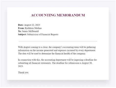 How To Write A Memo In Accounting