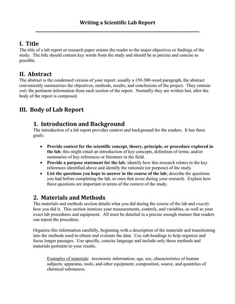 how to write a methods and materials section for a lab report