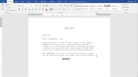 how to write a movie script on microsoft word