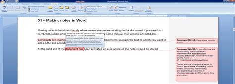 how to write a note in word