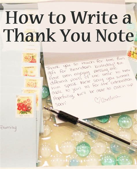 how to write a note of thanks
