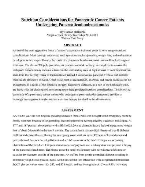 how to write a nutrition case study
