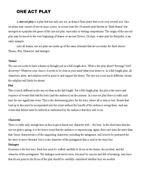 how to write a one act play script
