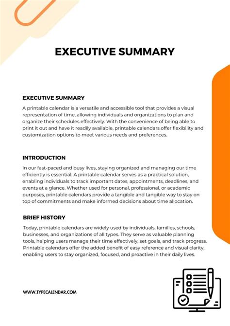 how to write a one page executive summary
